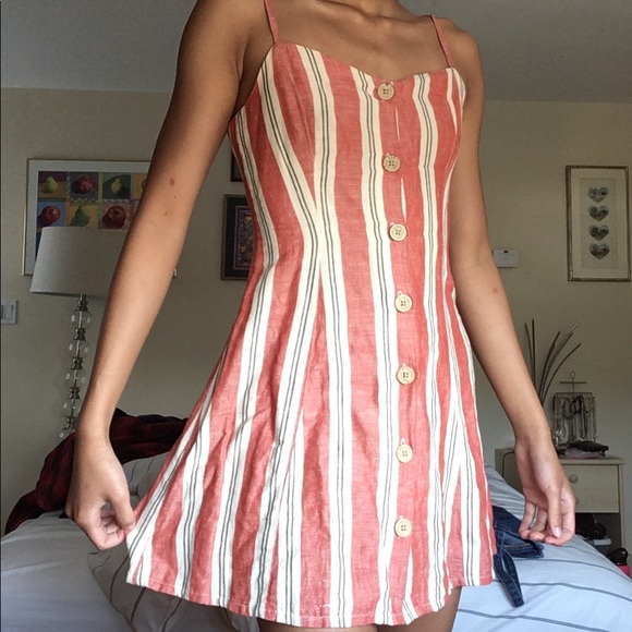 Linen ladder back dress striped button up - Picture 3 of 4